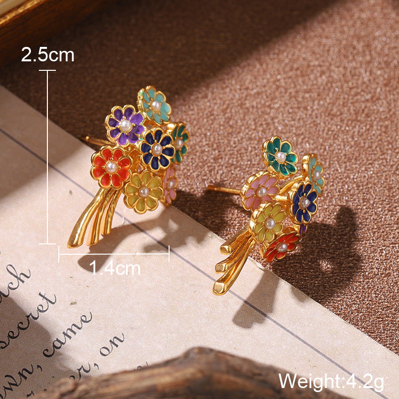 Wholesale  Retro Style Sweet Flower Versatile Earrings
