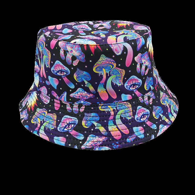 Wholesale Printed Cartoon Fisherman Hat,  Double-Sided Retro Sunshade,  Casual Outdoor Hat for Men Women
