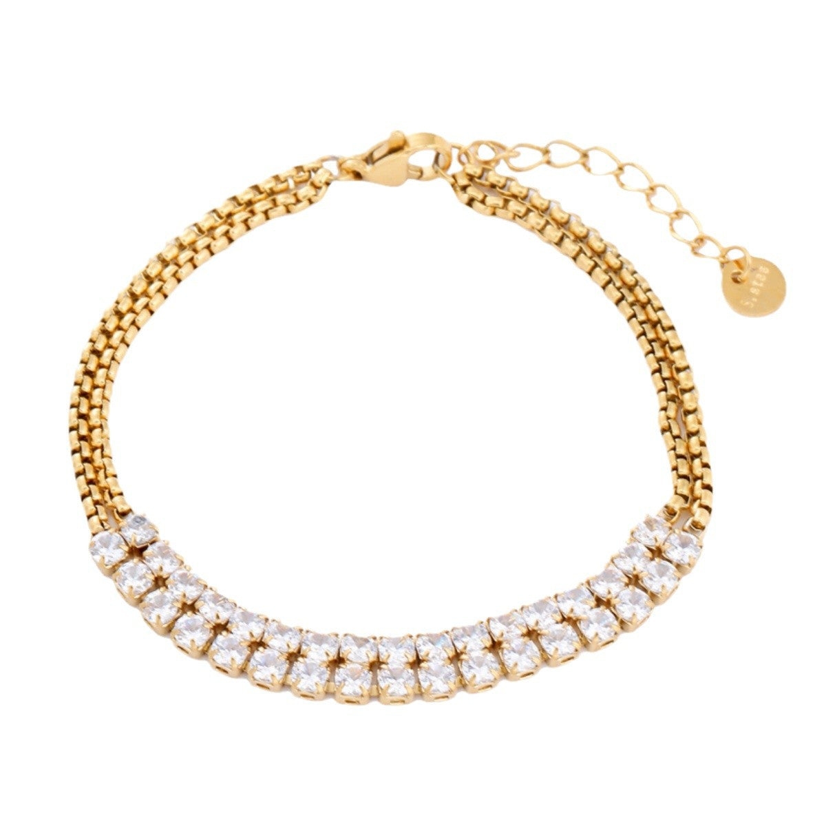 Wholesale  Plated 18K Gold Stainless Steel Inlaid Zircon Bracelet