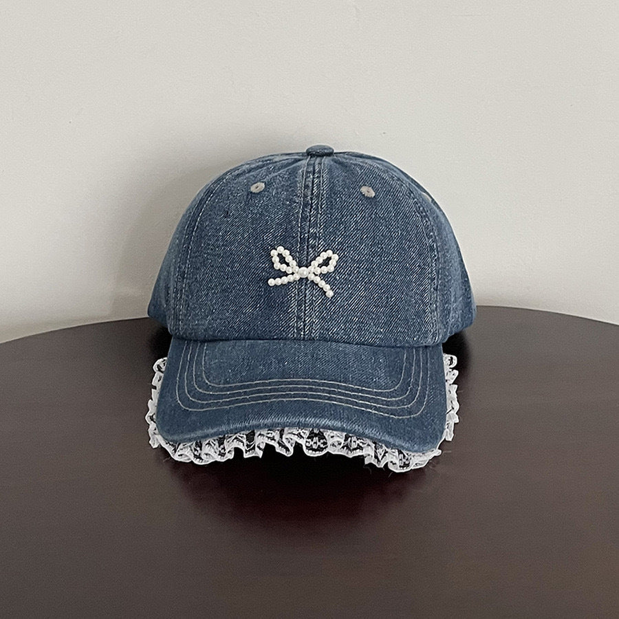 Wholesale Washed Denim Bow Peaked Cap Sun Protection Baseball Cap Hat ACC-HT-UOSU001