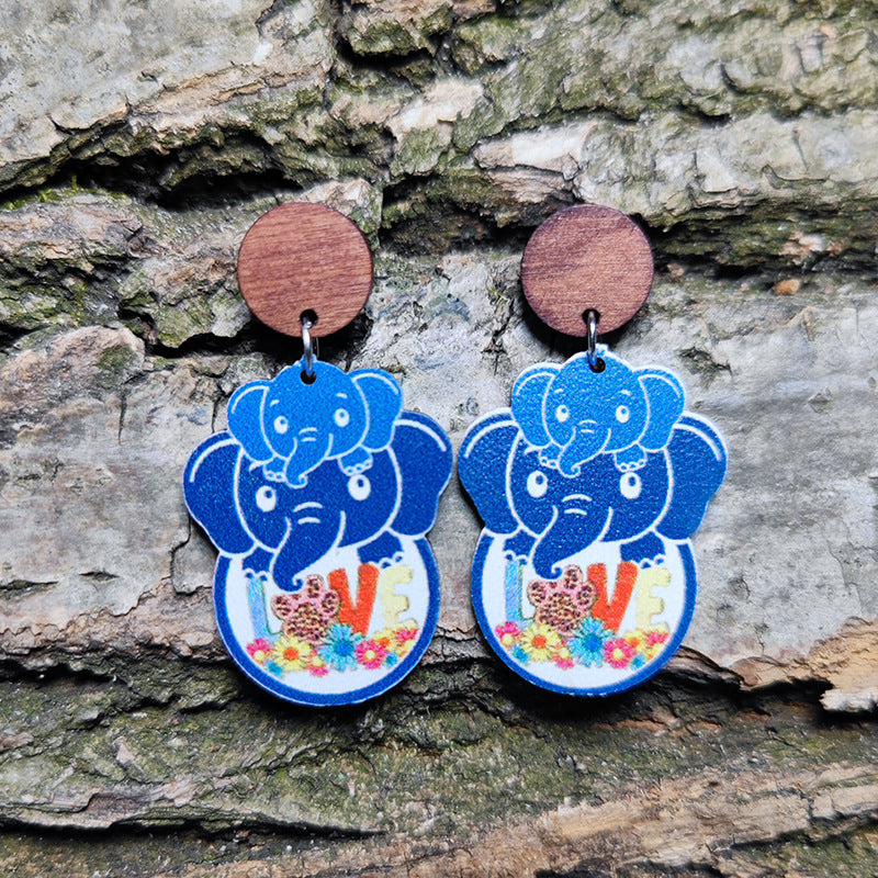 Wholesale  Mother's Day Mom Wood Earrings