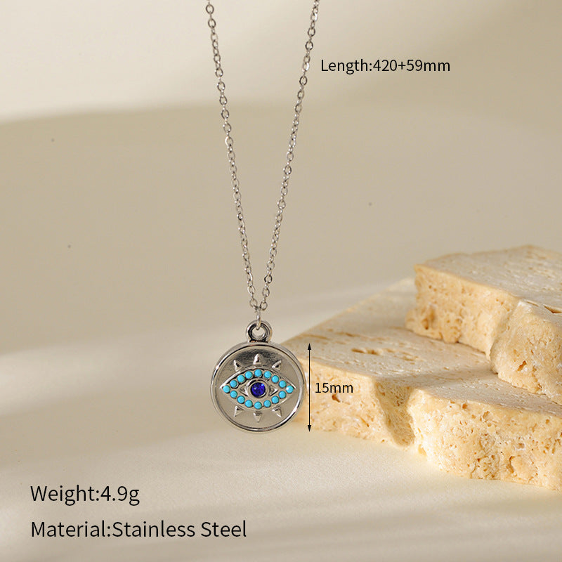 Wholesale Stainless Steel Gold-Plated Eye Leaf Pendant  Necklace