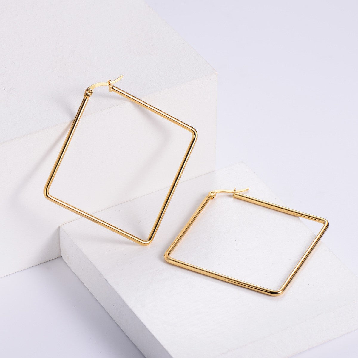 Wholesale Stainless steel  square earrings square large coil earrings