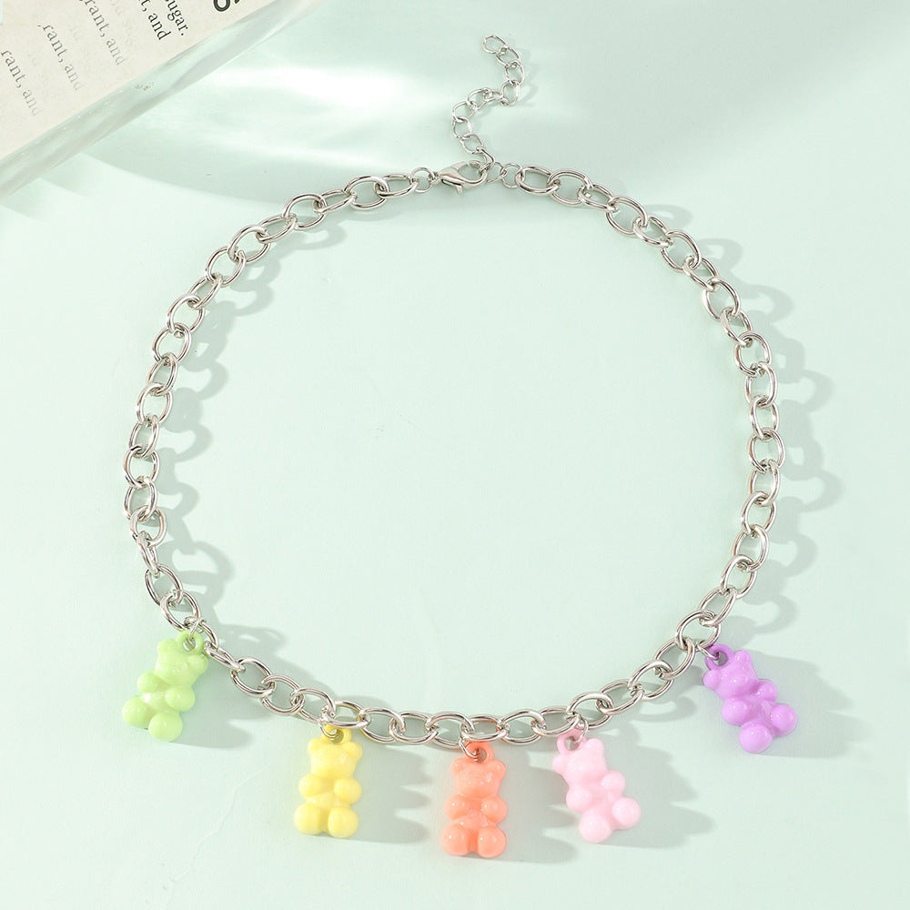 Wholesale  Macaron Color Candy Color Bear Pendant Necklace