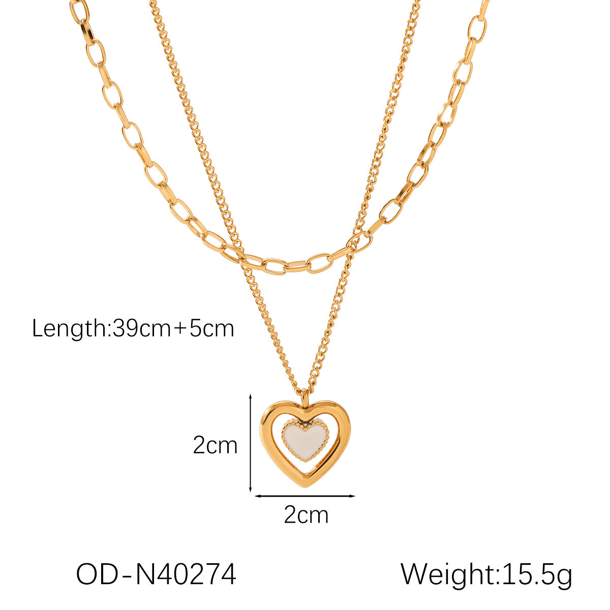 Wholesale  Stainless Steel Gold-plated Heart-shaped Pendant Necklace