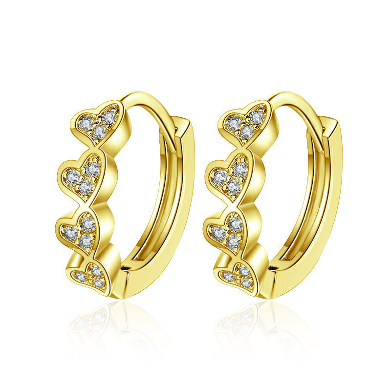 Wholesale Copper heart-shaped zircon earrings