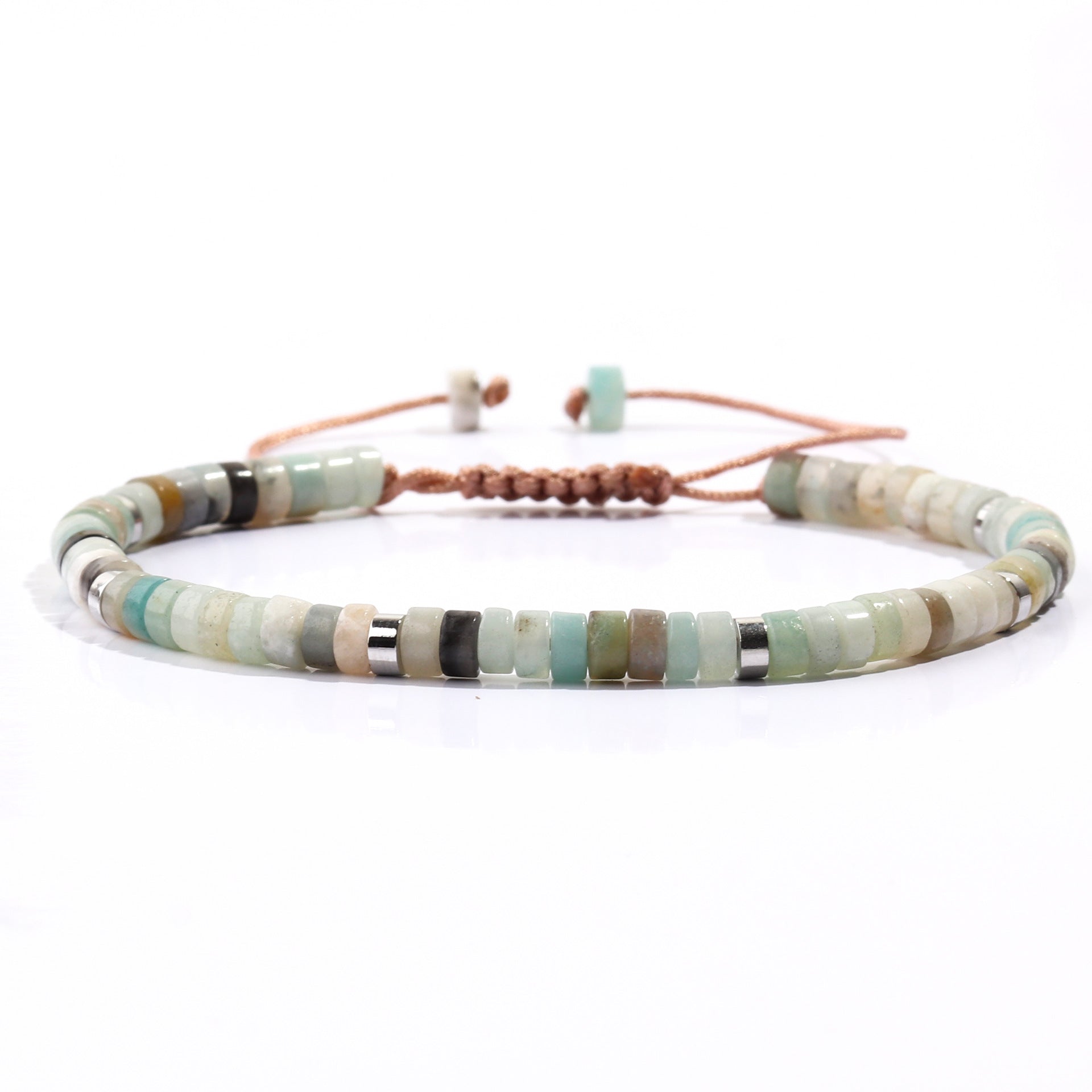 Wholesale Handmade Beads Bohemian Natural Stone Cylindrical Flat Bead Bracelet ACC-BT-FenRui012
