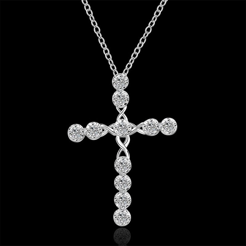 Wholesale Cross Collar Chain Copper Plated Diamond Necklace ACC-NE-YaRL002