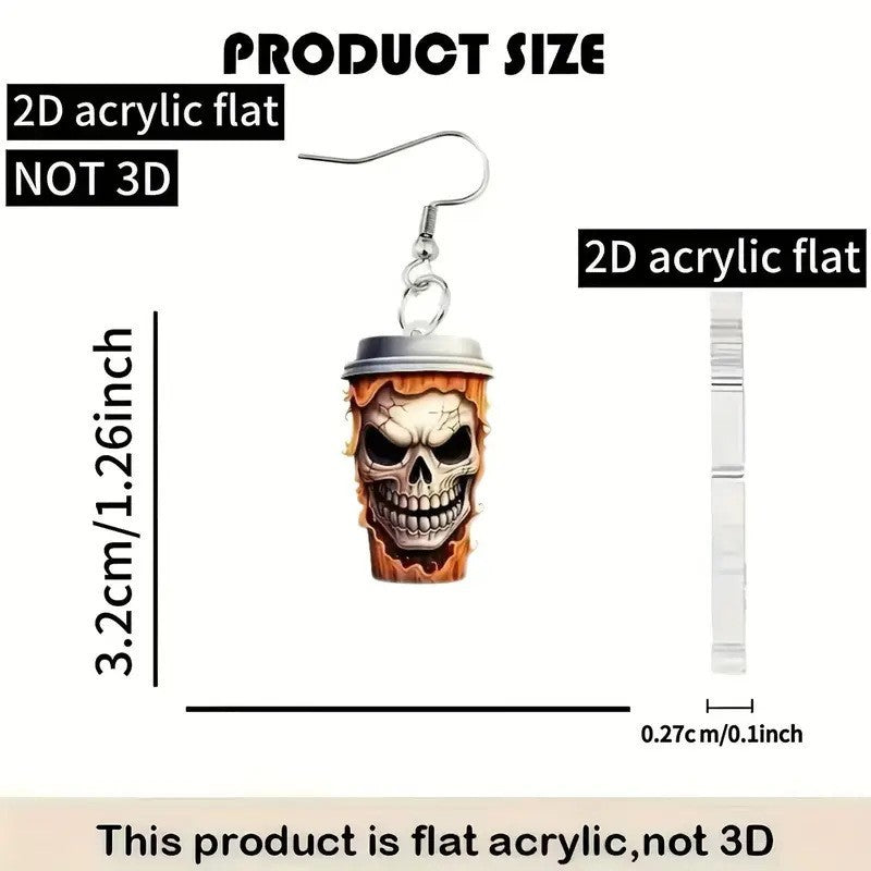 Wholesale  Skull Mug Acrylic Earrings