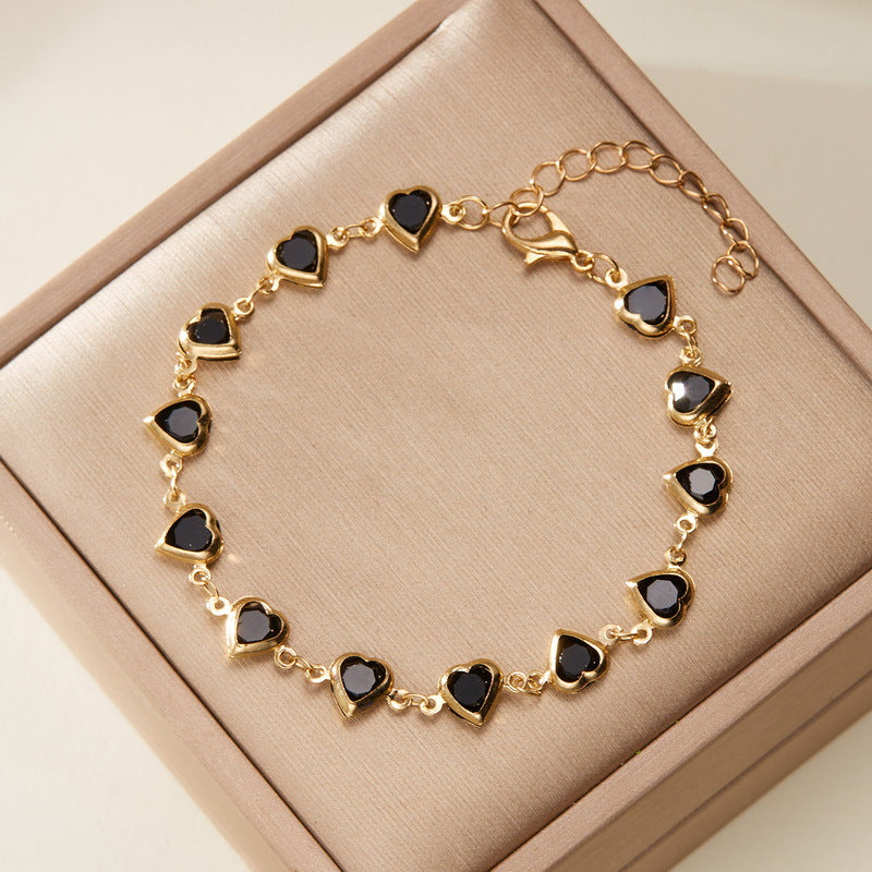 Wholesale Heart Eyes Cherry Rhinestone Bracelet Trendy Fashion Jewelry Accessory For Gift And Boutique Resale