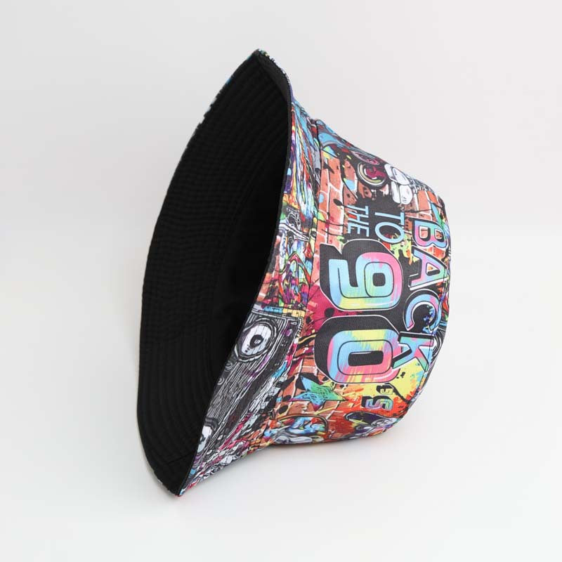 Wholesale  Retro 80 90 Fashion Printed Fisherman Hat Bucket Hat