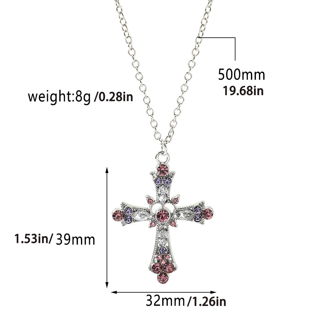 Wholesale Color Crystal Rhinestone Cross Pendant Necklace