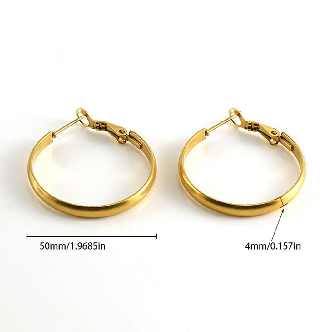 Wholesale Stainless Steel Plain Hoop Earrings 4mm Silver Polished Geometric Trendy Jewelry Accessory