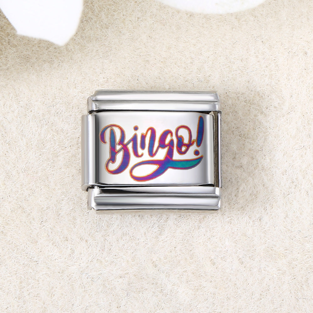 Wholesale  Italian Charm Bracelet 9mm DIY UV laser Creative Stainless Steel Composable Bracelet