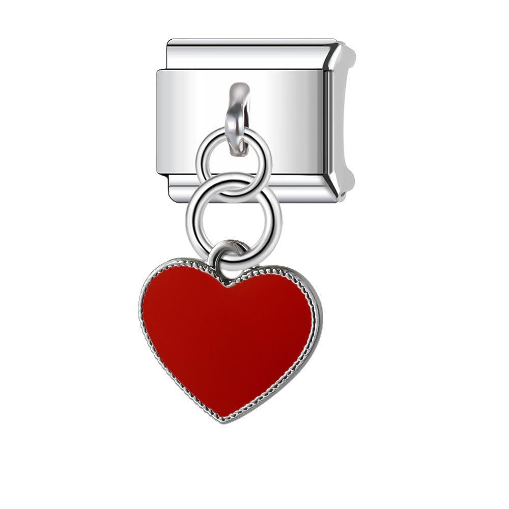 Wholesale Italian Charm Bracelet 9mm DIY Splicing Pendant Heart Shape Stainless Steel Composable Bracelet