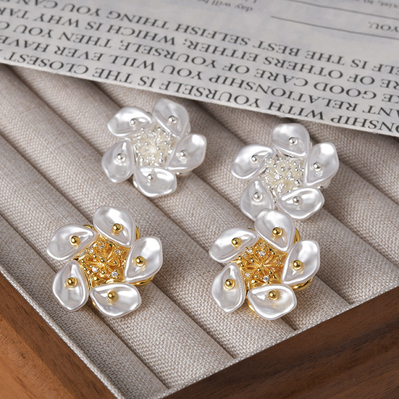 Wholesale  Baroque Pearl Flower Earrings
