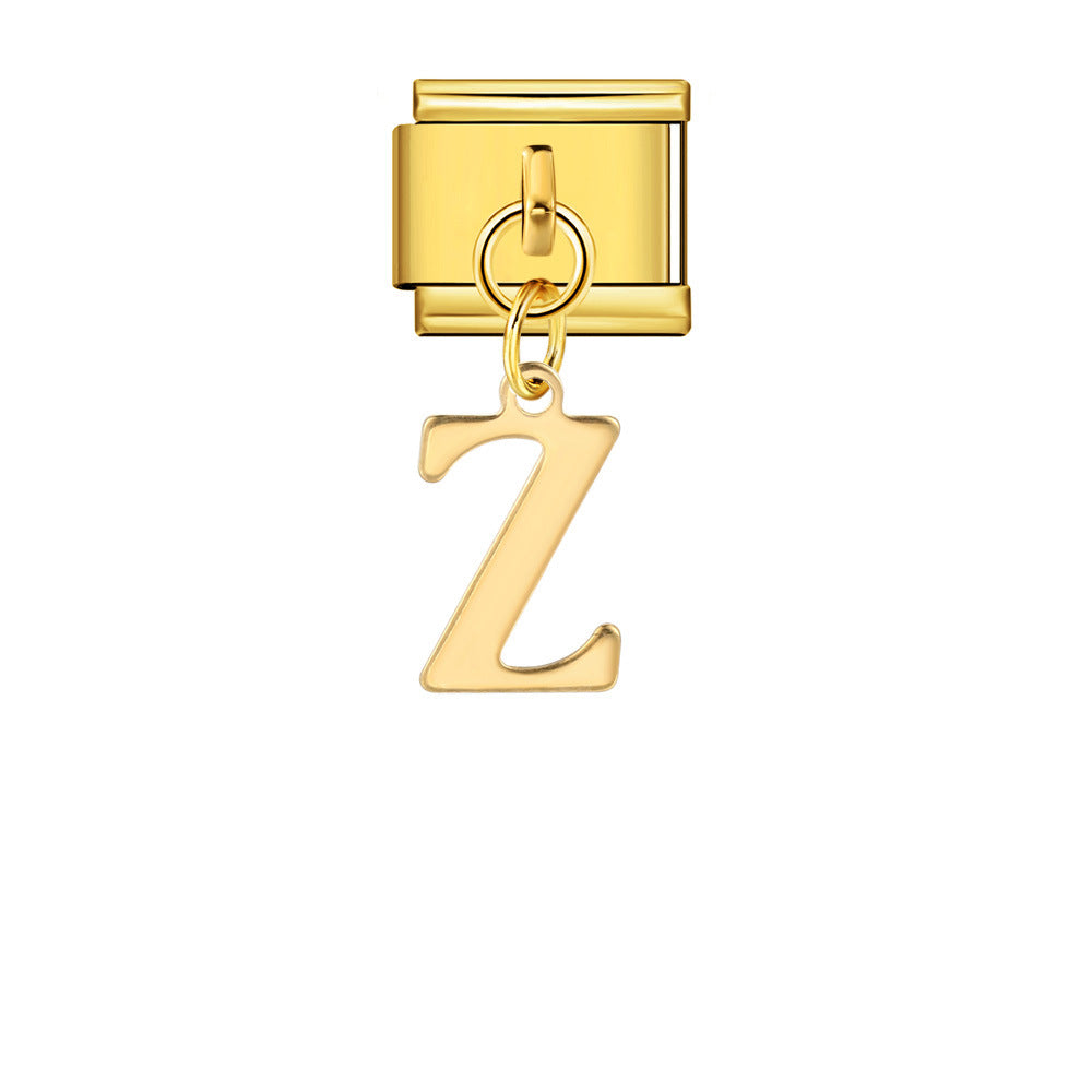 Wholesale Italian Charm Bracelet 9mm DIY Gold Simple Letter Creative Stainless Steel Composable Bracelet