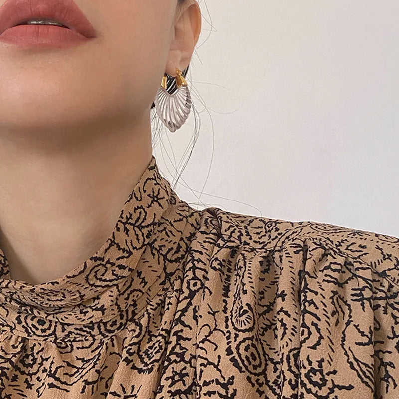 Wholesale  U-shaped Color  Glass Striped Small Wings Advanced Glass Earrings