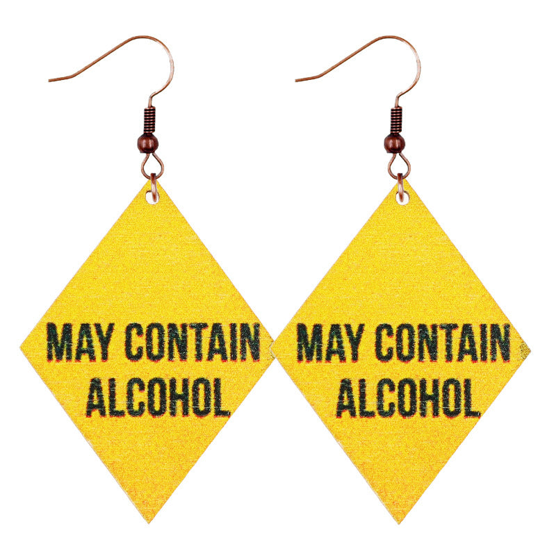 Wholesale Oktoberfest Retro Old Style Beer Elements Geometric Classic Quotes Women's Wooden Earrings
