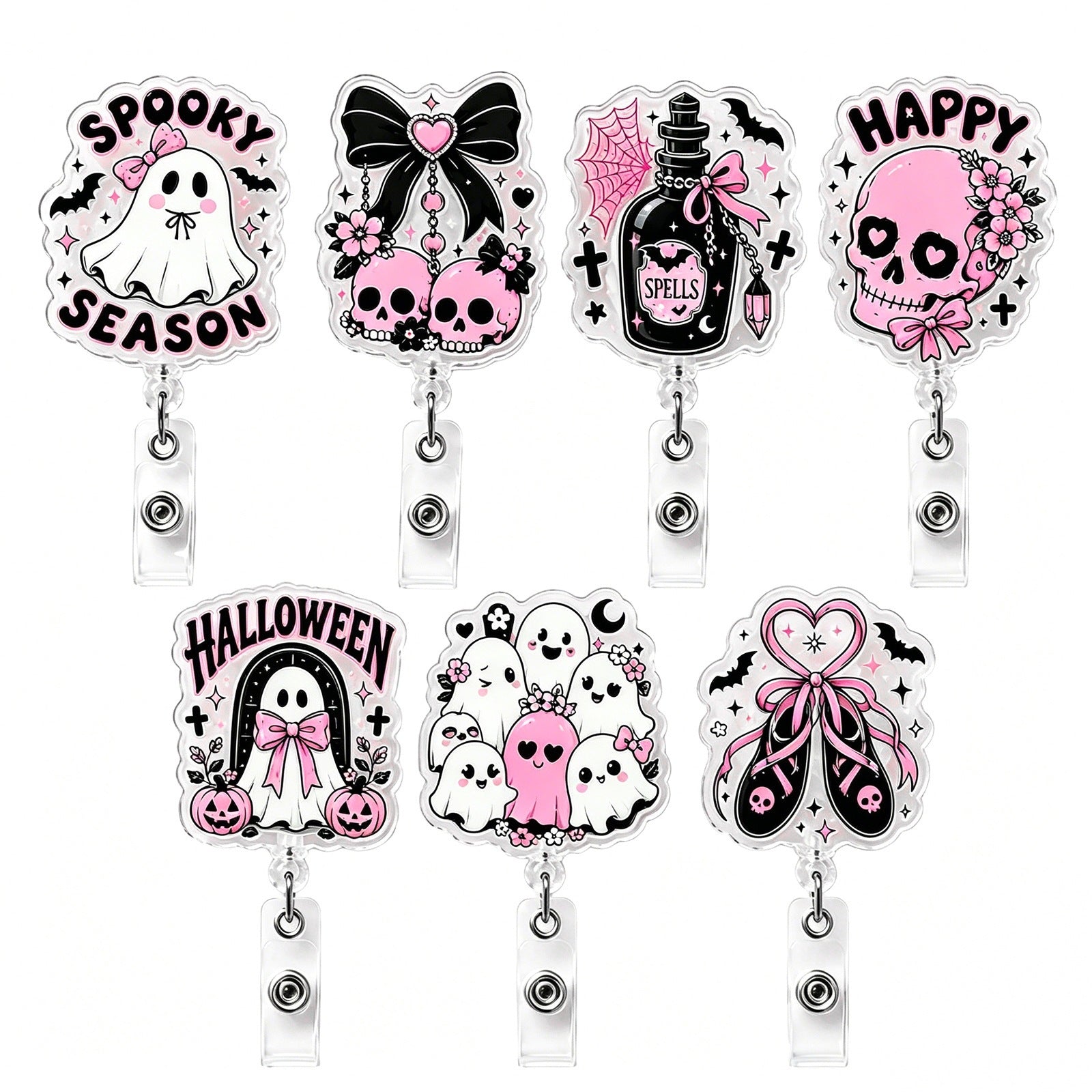 Wholesale Abs  Ghost Skull ID Badge Reel for Medical Staff