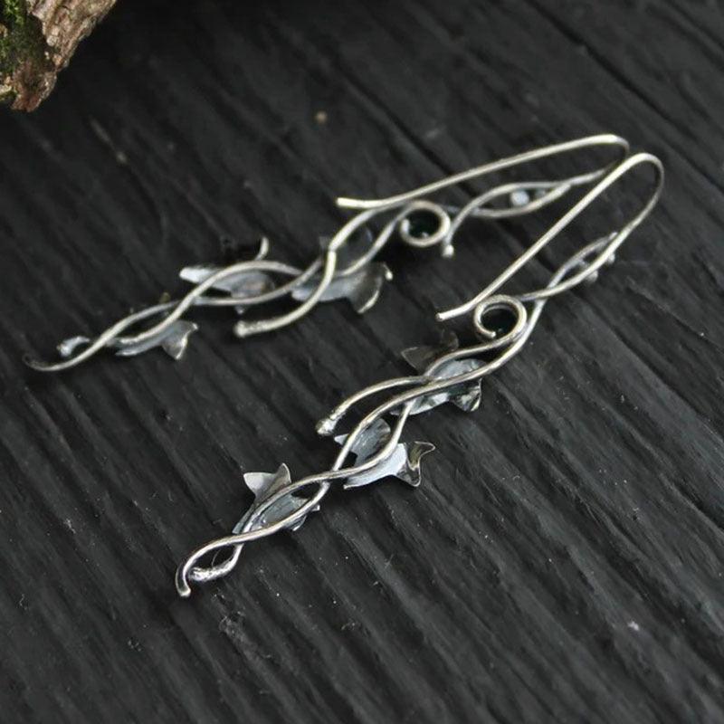 Wholesale  Plant Leaf Vine Earrings Ancient Silver Diamond Earrings