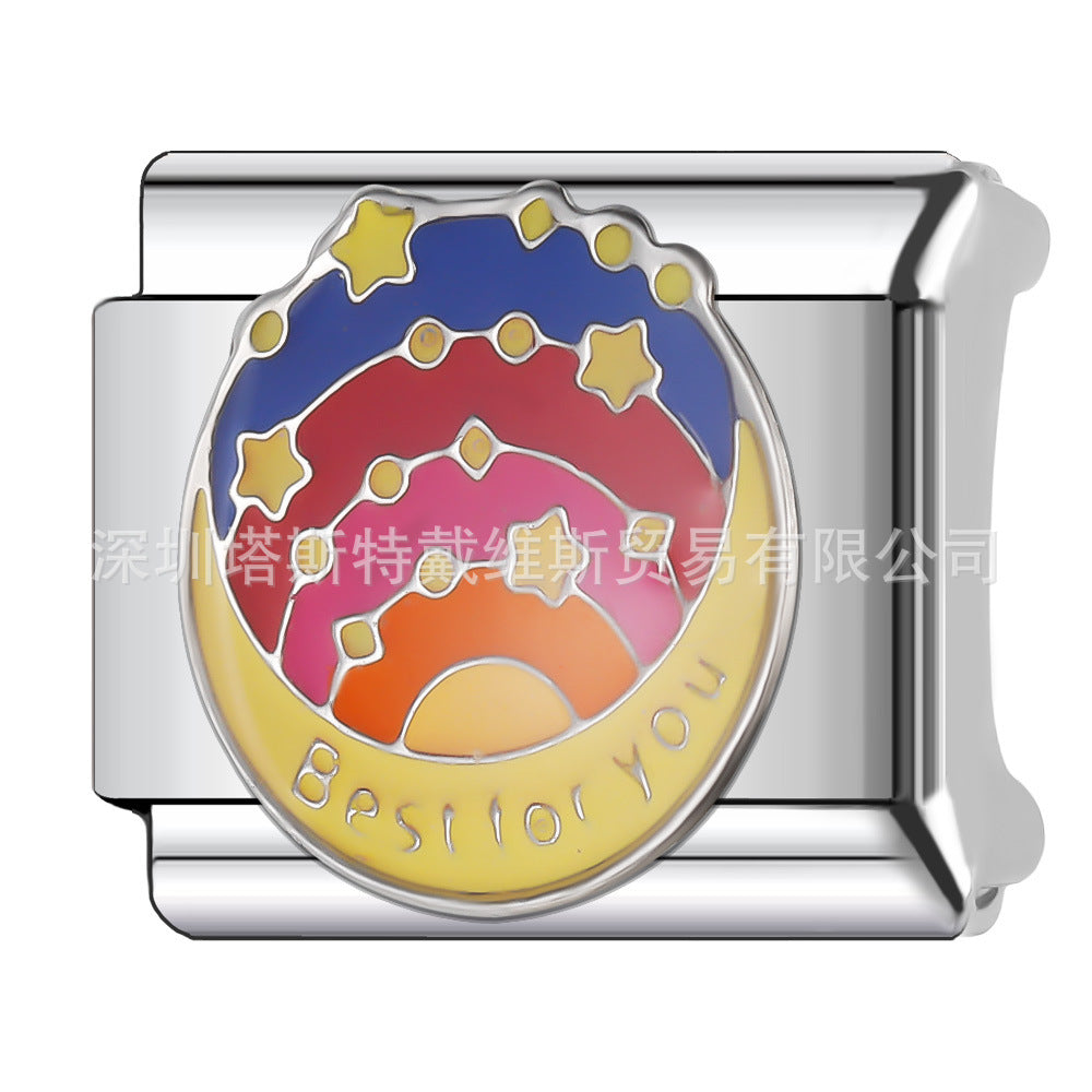 Wholesale  Italian Charm Bracelet 9mm DIY English Word Series Creative Stainless Steel Composable Bracelet