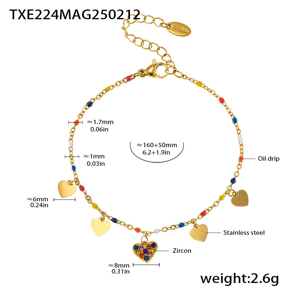 Wholesale zircon titanium steel necklace love clavicle chain
