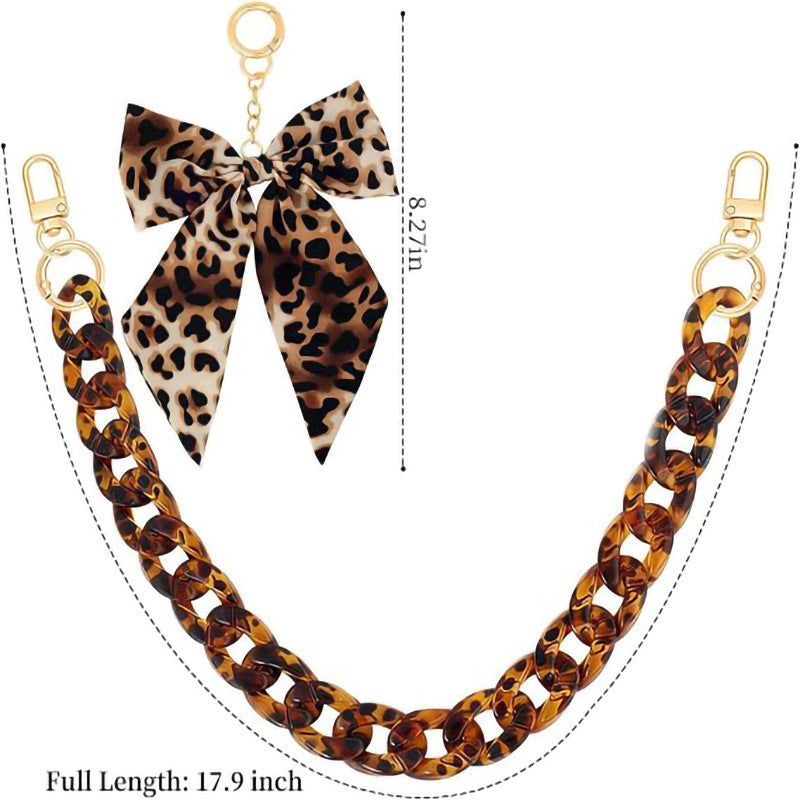Wholesale Leopard Print Zinc Alloy Handbag Chain Strap Fashion Bag Charm Car Key Accessory Trendy Chic