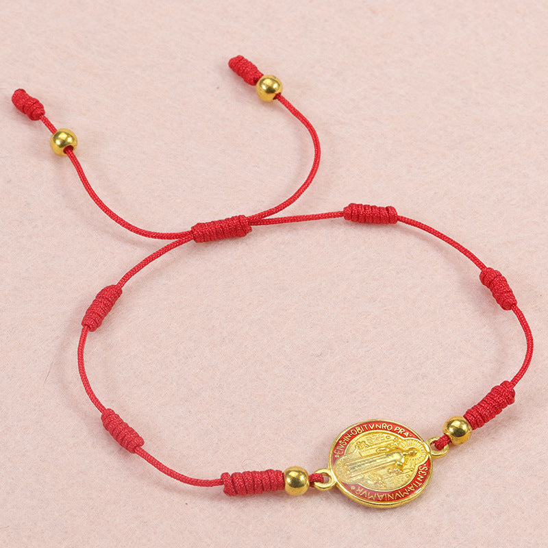 Wholesale Red Rope Braided St. Benedict Bracelet ACC-BT-YiYe007