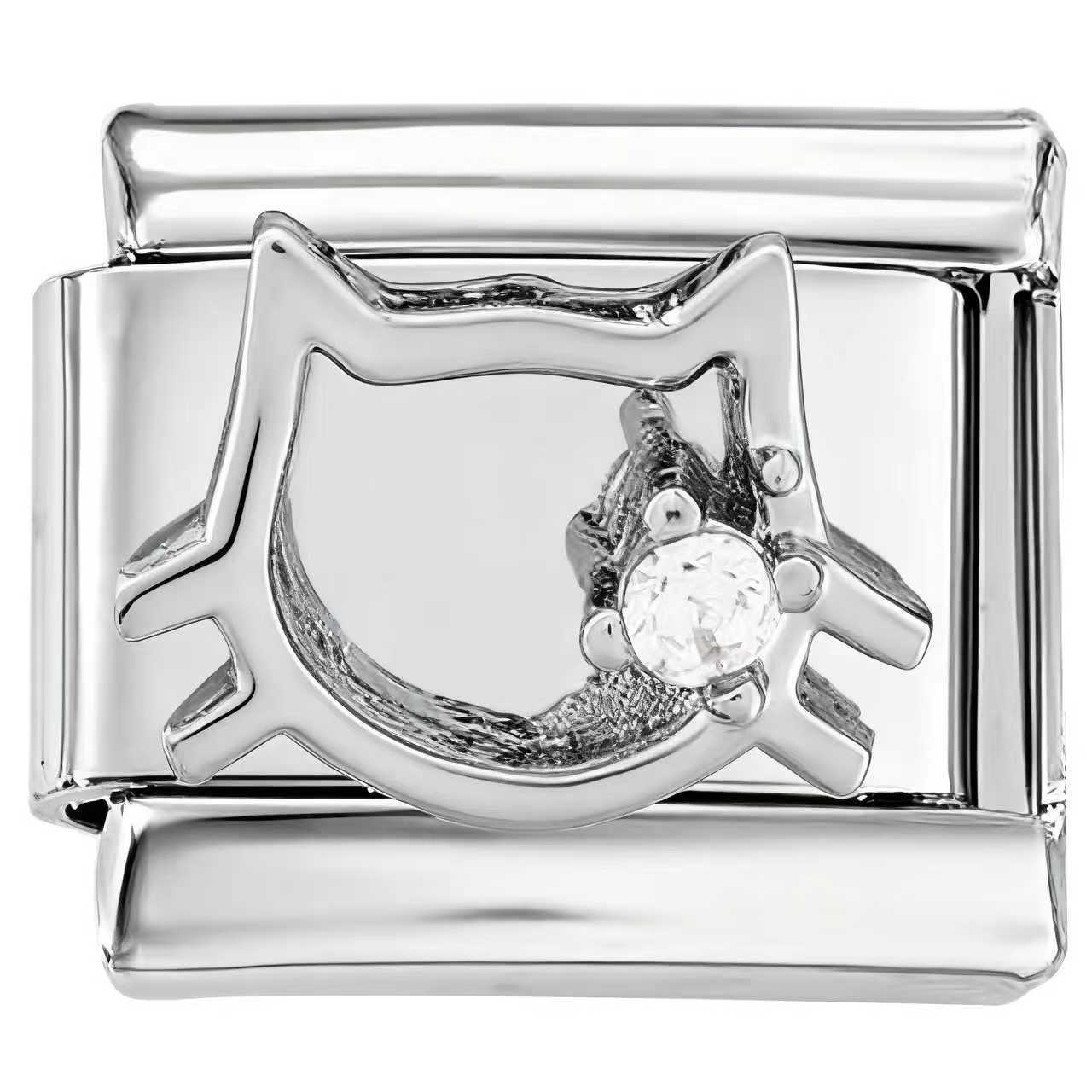 Wholesale Italian Charm Bracelet 9mm DIY  Golden Zircon Animal   Creative Stainless Steel Composable Bracelet