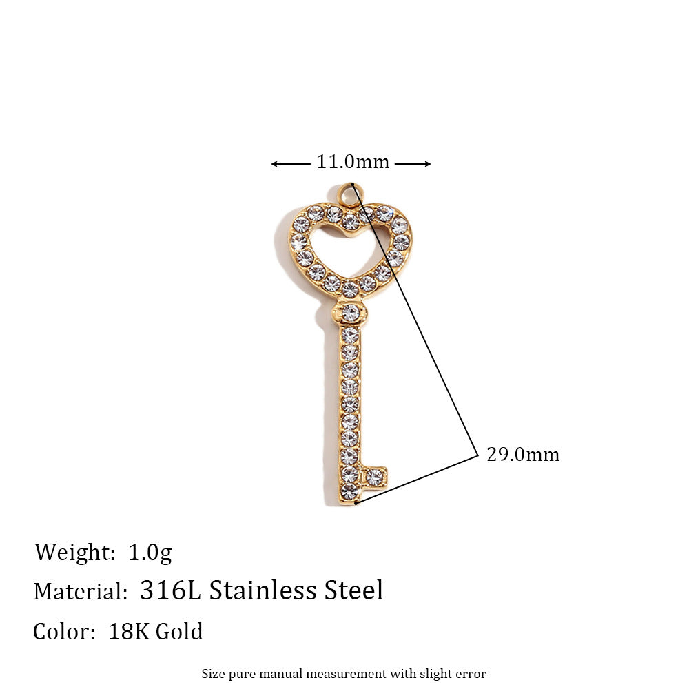 Wholesale Mini Simple Stainless Steel Pendant 18K Gold Plated Pendant Micro-inlaid Color Diamond Heart Shaped Geometric Pendant ACC-PT-MengJ001