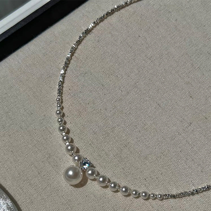 Wholesale Pearl Broken Silver Necklace Clavicle Chain ACC-NE-NS008