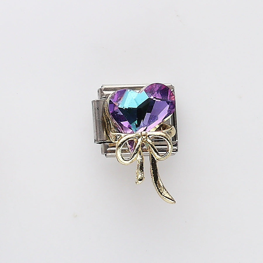 Wholesale 10pcs Italian Charm Bracelet 9mm DIY Splicing Flower Croissant Stainless Steel Composable Bracelet