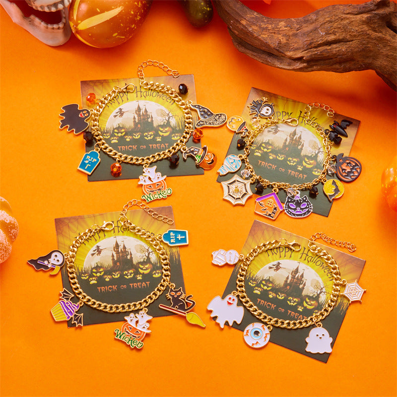 Wholesale  Halloween Series Jewelry Ghost Pumpkin Car Pendant Bracelet