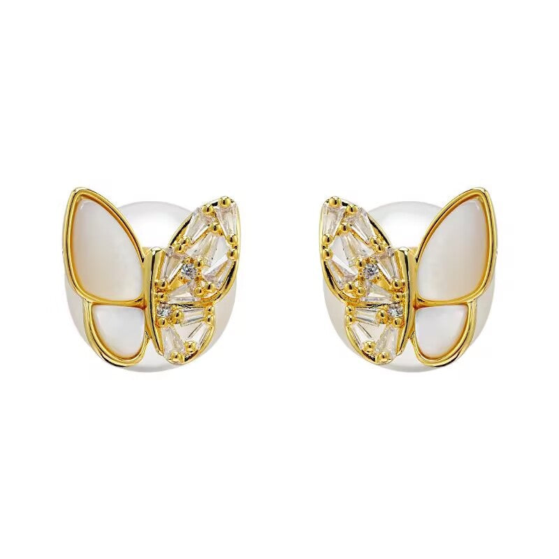 Wholesale Butterfly Beads Zircon Dual-purpose Earrings