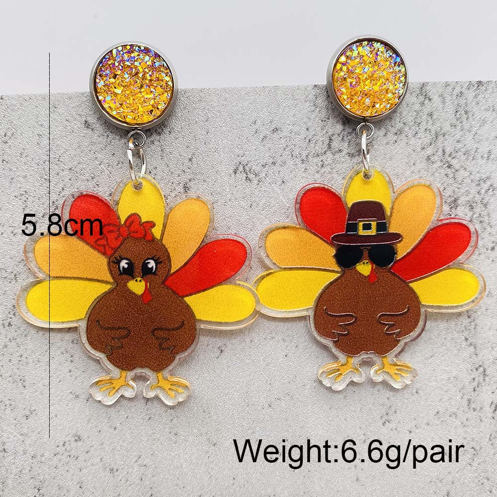 Wholesale Thanksgiving Turkey acrylic earrings
