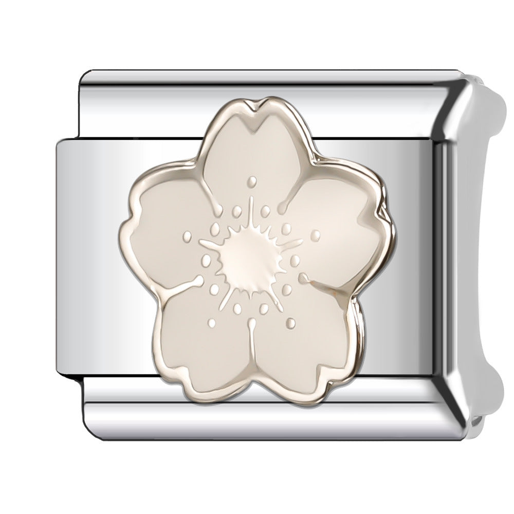 Wholesale Italian Charm Bracelet 9mm DIY Splicing Creative Flower Stainless Steel Composable Bracelet