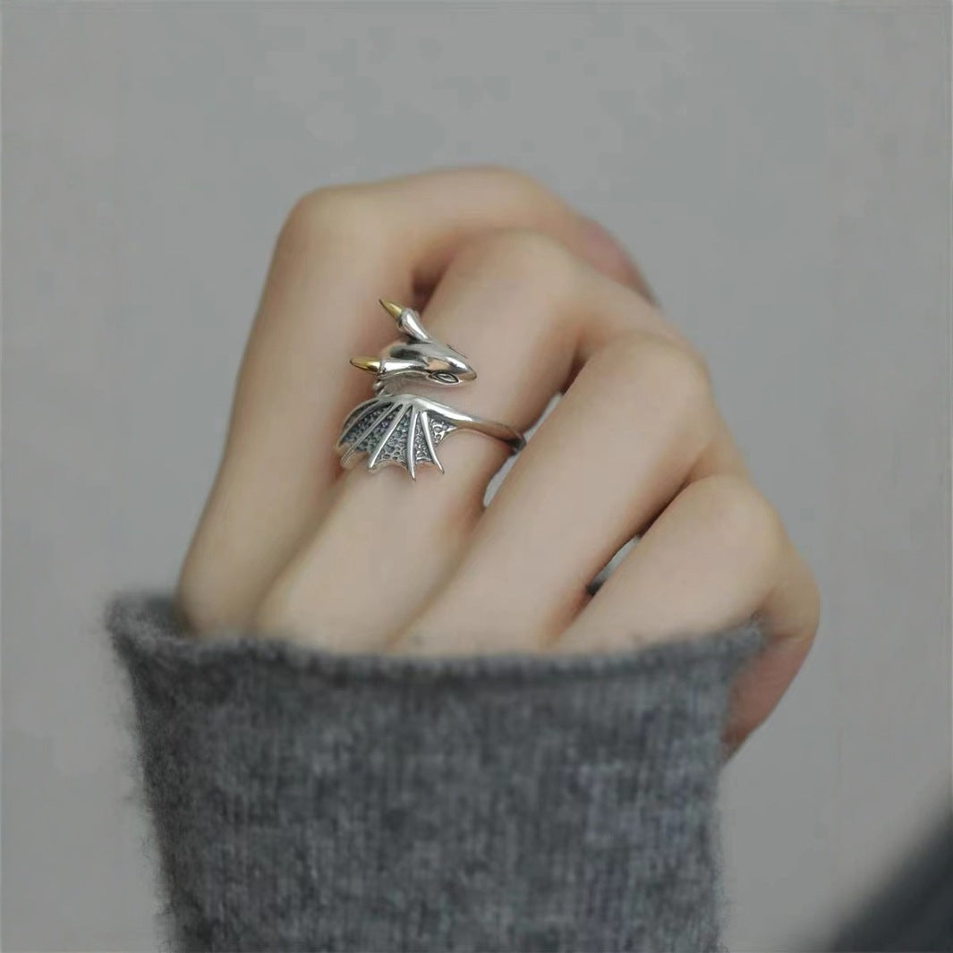 Wholesale Retro Distressed Design Small Flying Dragon Ring
