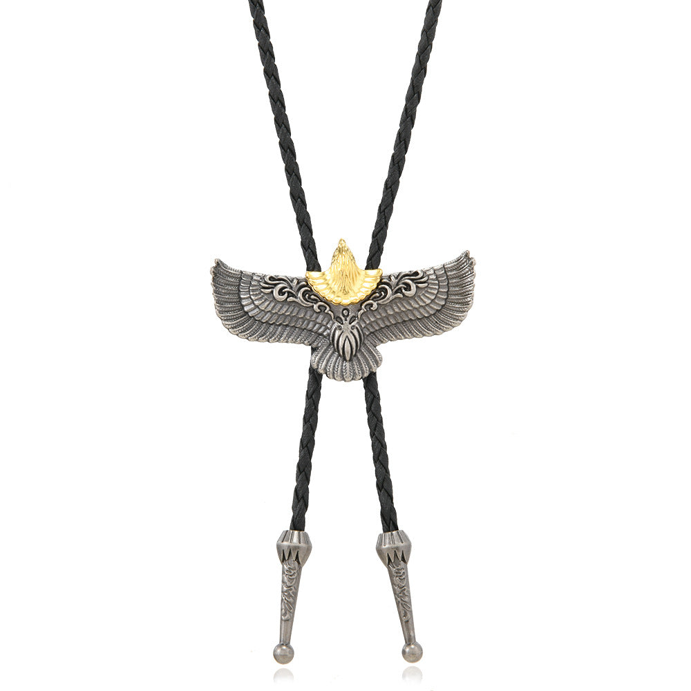 Wholesale Long bolo tie necklace with Indian-style eagle pendant