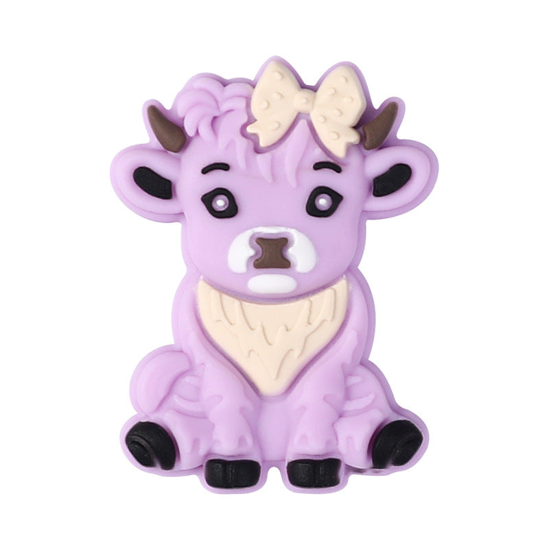 Wholesale 20pcs Cartoon Highland Cattle Focal Beads DIY Bead Accessories