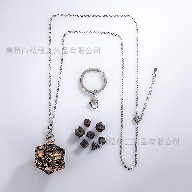 Wholesale Mini Metal Hollow Dice Pendant Set Necklaces ACC-NE-HongC001