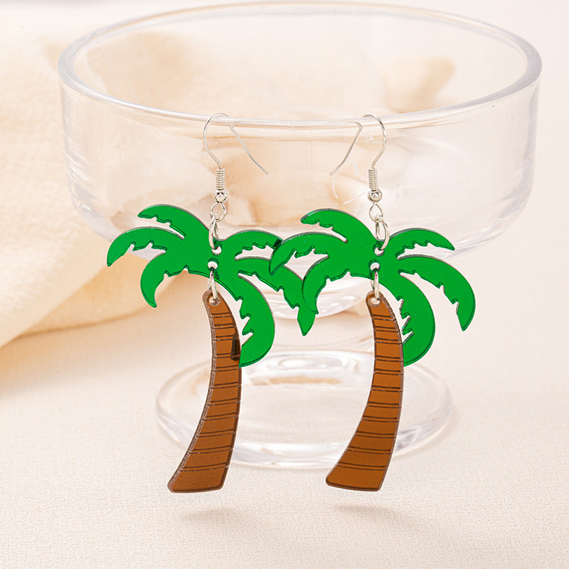 Wholesale Summer Coconut Tree Pineapple Palm Leaf Earrings Acrylic Earrings ACC-ES-Jiay010