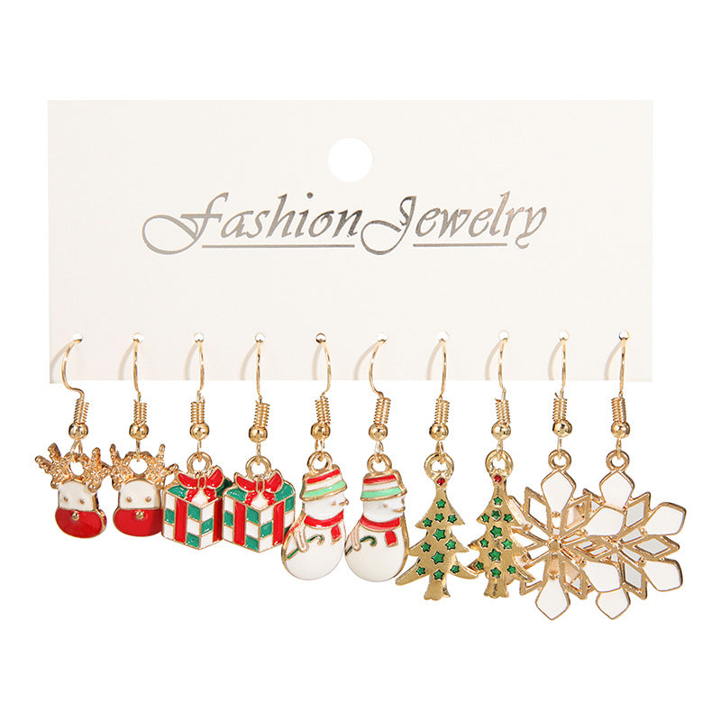 Wholesale Christmas Earrings 5 pairs Set Santa Claus Snowflake Earrings ACC-ES-Zhey006