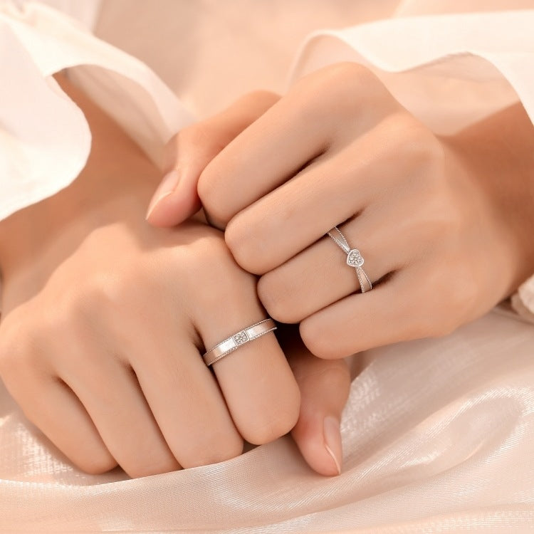 Wholesale 925 Sterling Silver Heart Signal Couple's Ring