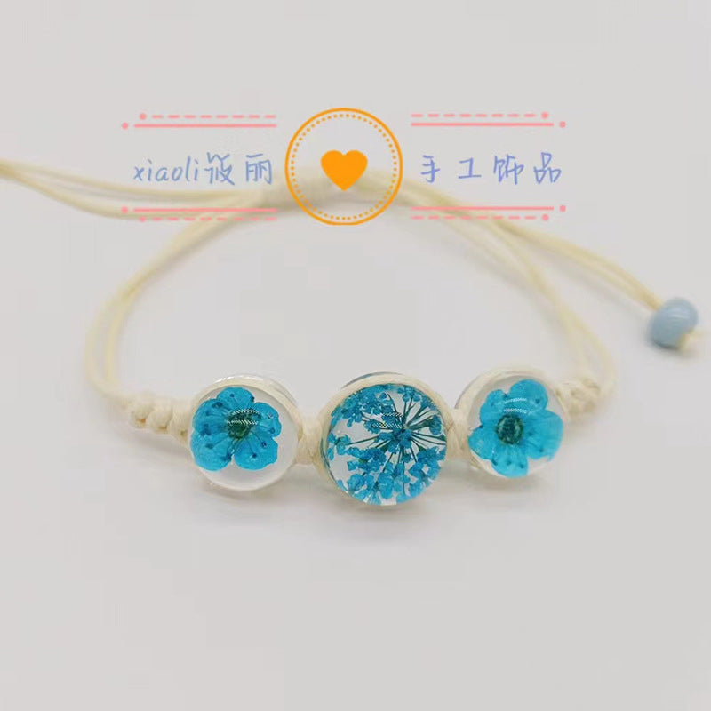 Wholesale Cherry Blossom Plum Blossoms Gypsophila Hand-woven Natural Real Flower Bracelet Rope ACC-BT-Youl007