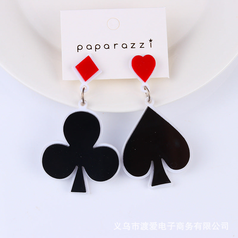 Wholesale Poker Heart Club Acrylic Earrings