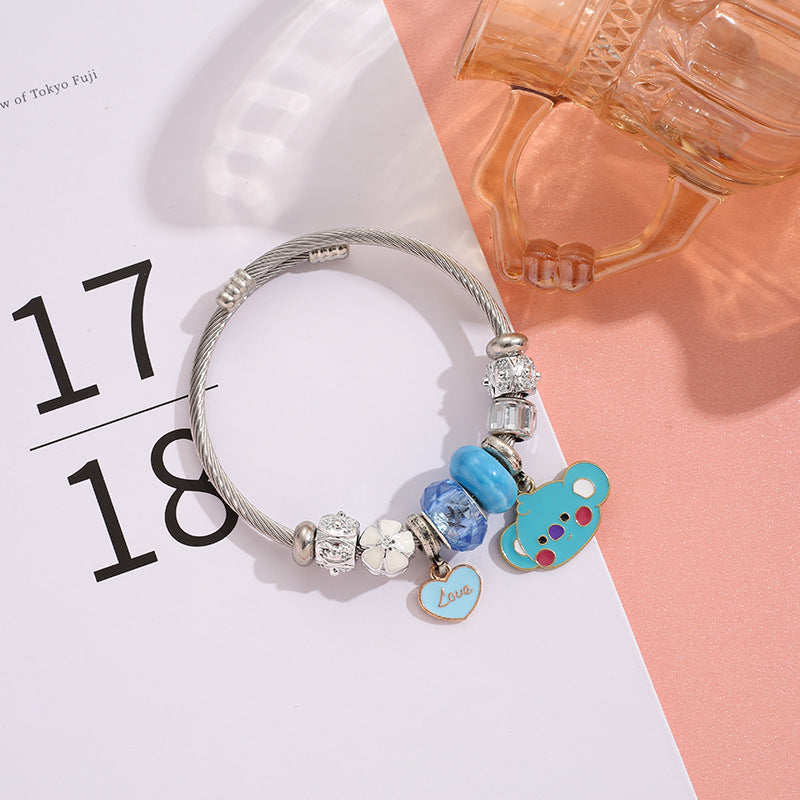 Wholesale Cartoon Beaded Stainless Steel Bracelet ACC-BT-QingLian002