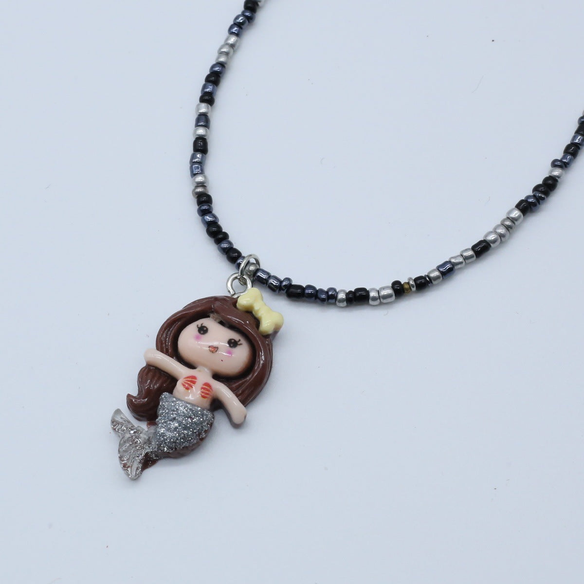 Wholesale gradient mermaid necklace  rice beads beaded necklaces