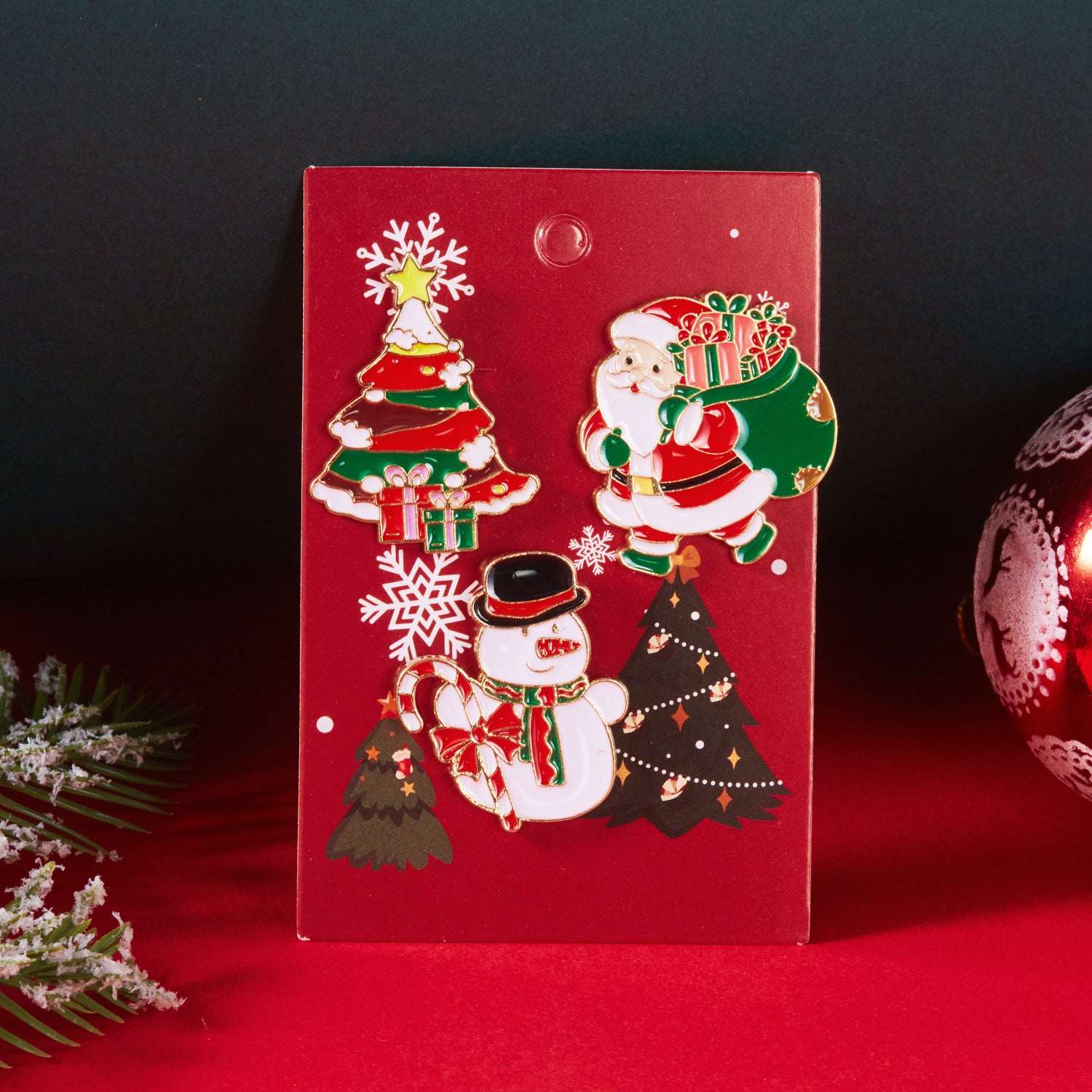 Wholesale Elk Christmas Tree Snowflake Brooch 3-Piece Set