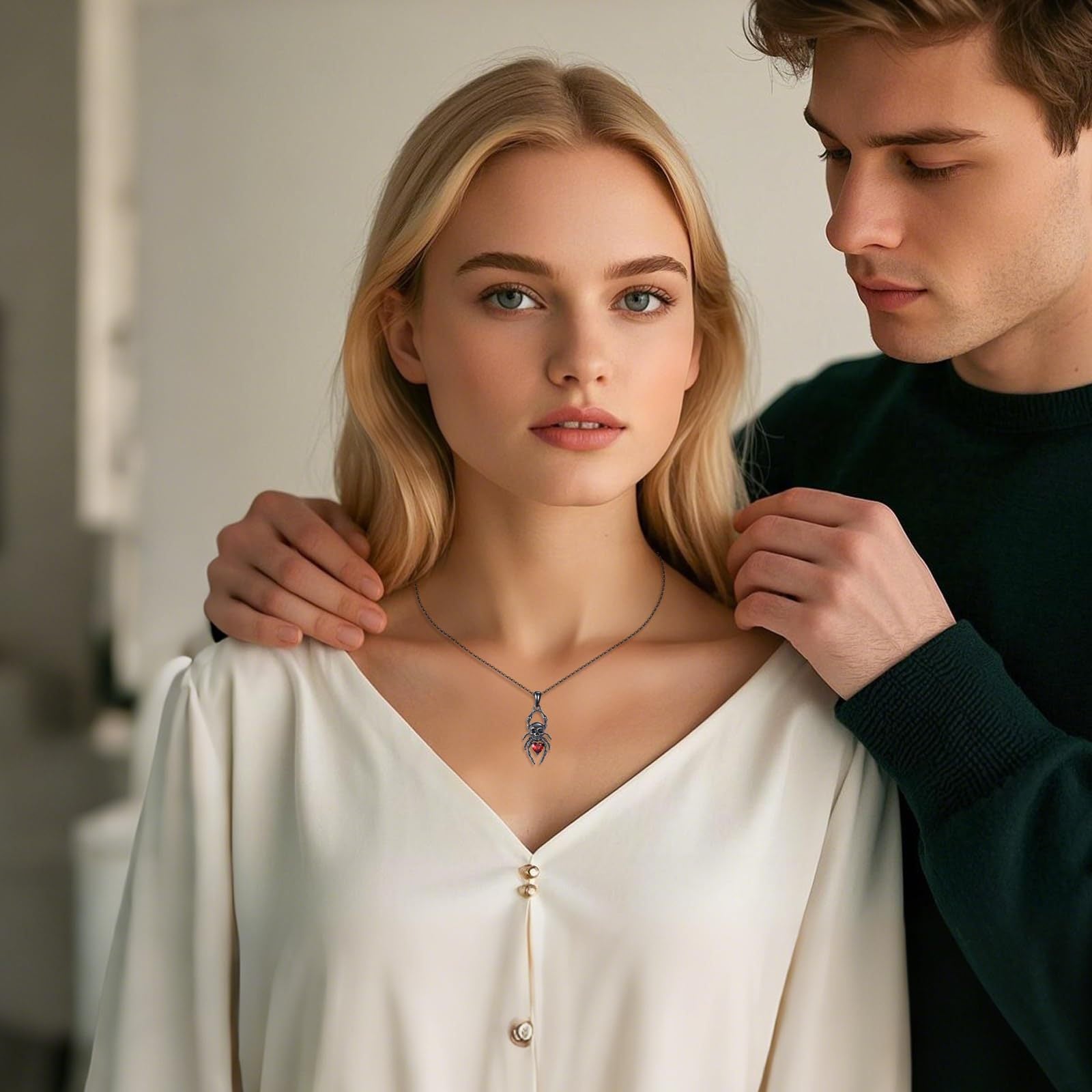 Wholesale Exaggerated Gothic Spider Skull Clavicle Chain Halloween  Necklace